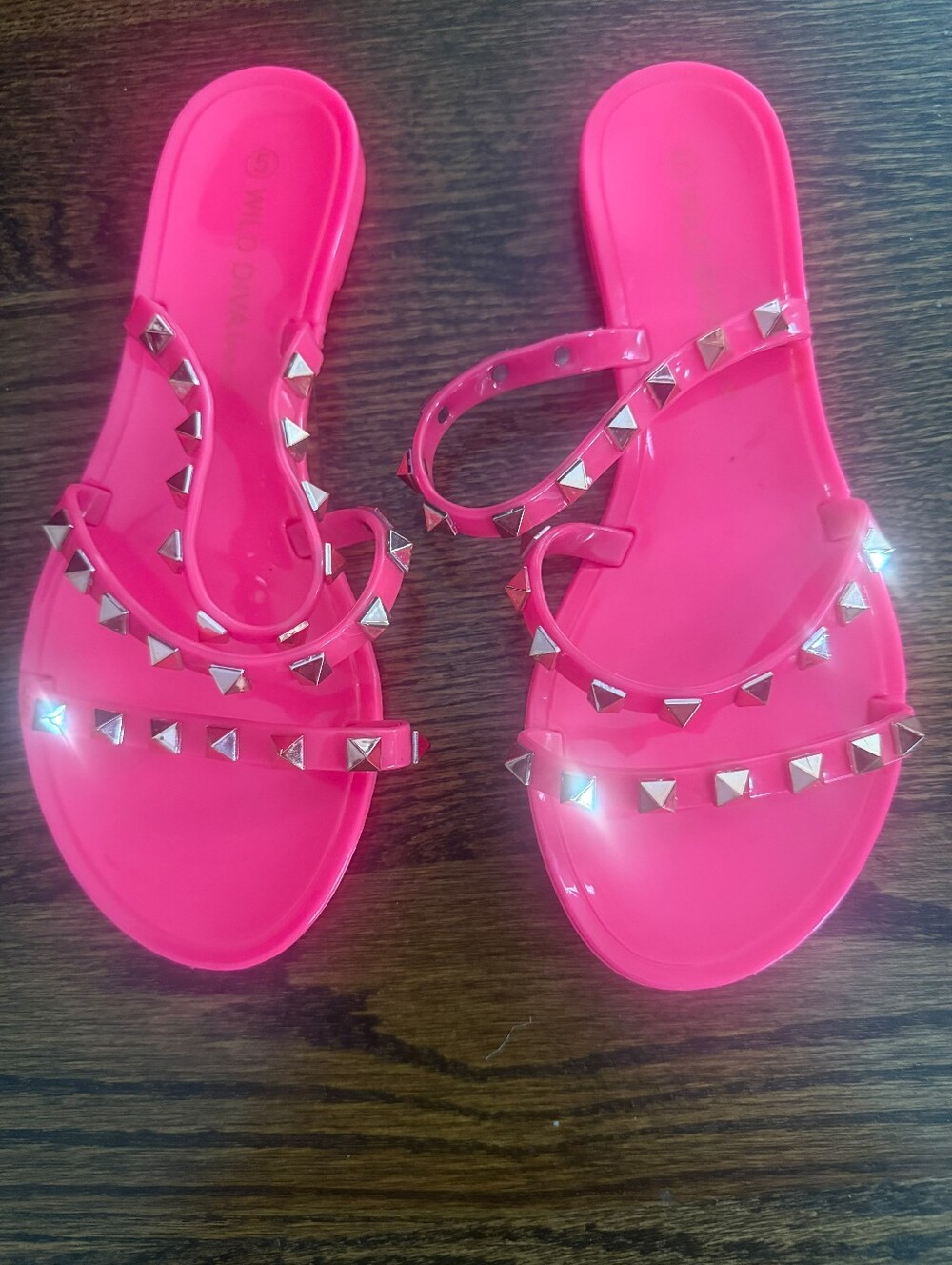New Wild Diva Hot Pink Jellies Studded  Sandals
